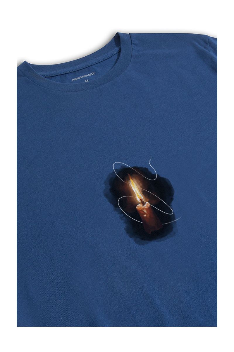 Navy Soft Fabric candle Design Short Sleeve Tee