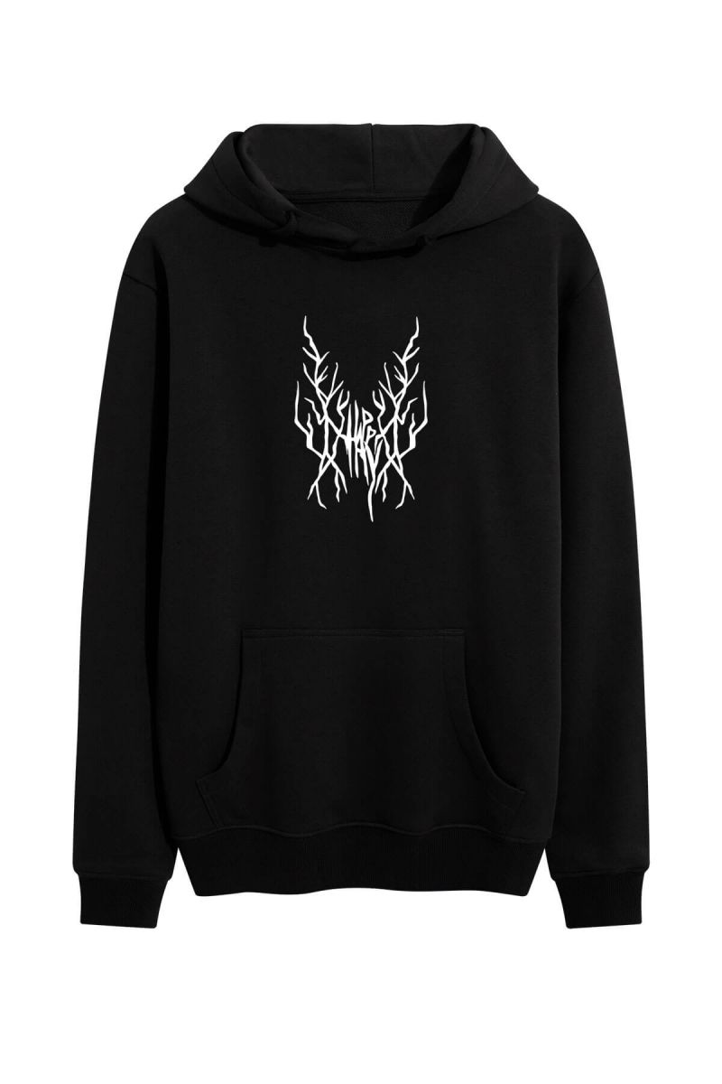 Black Premium Cotton happy Design Pullover Hoodie