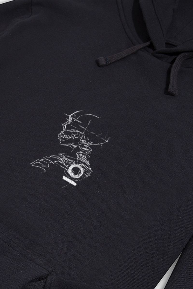 Black Premium Cotton skeleton Design Pullover Hoodie