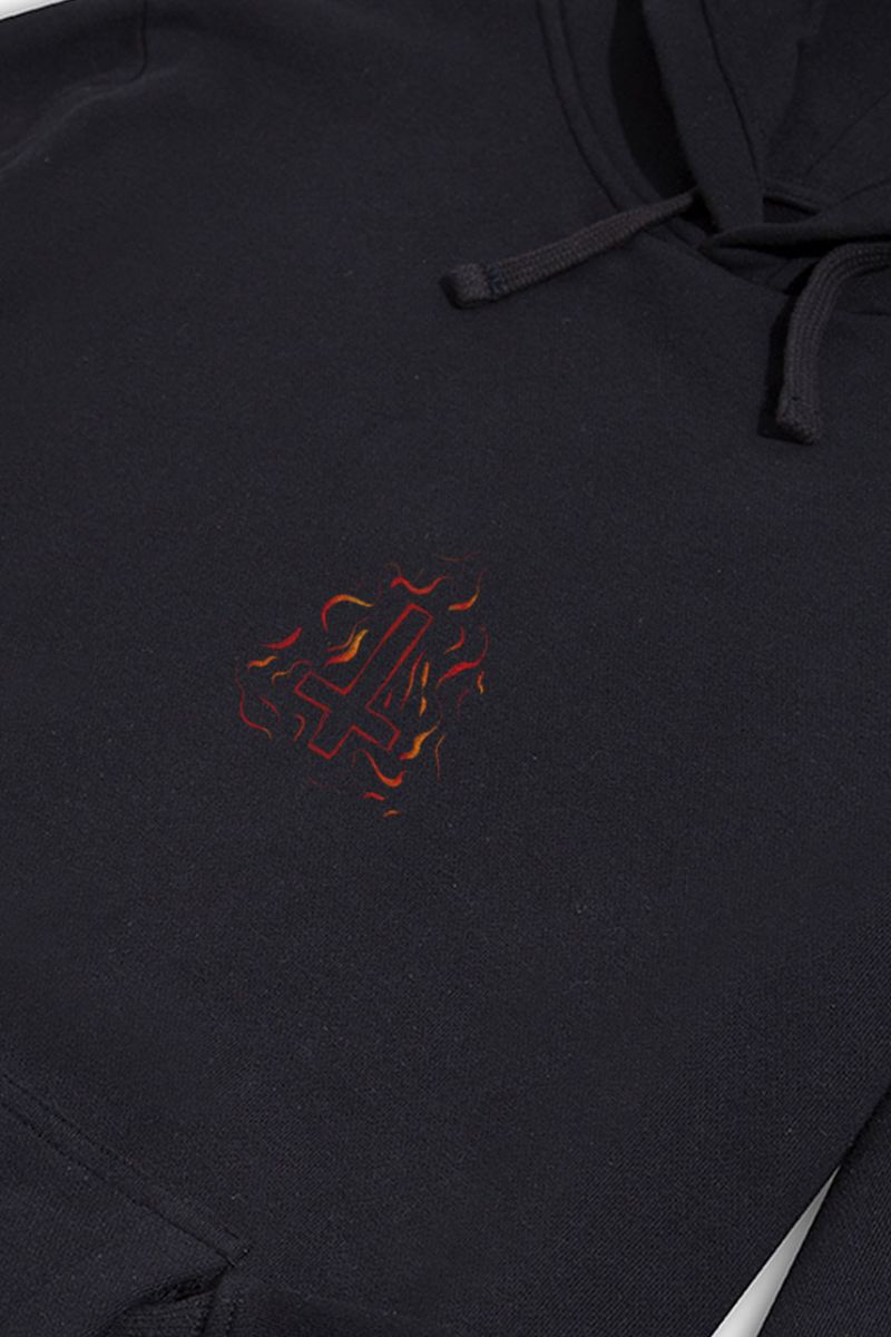 Black Premium Cotton Mini Hell Design Pullover Hoodie