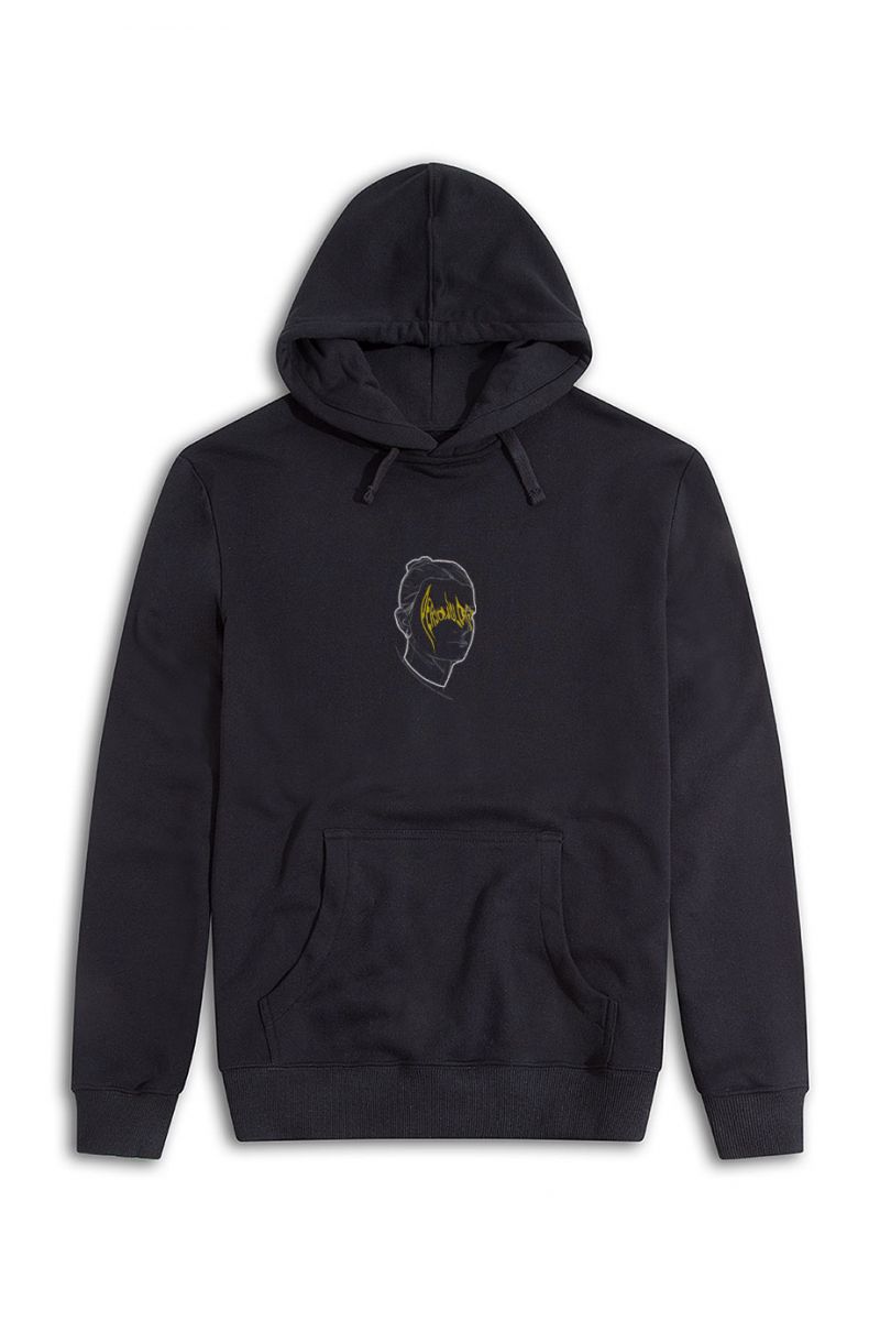 Black Premium Cotton My Face Design Pullover Hoodie