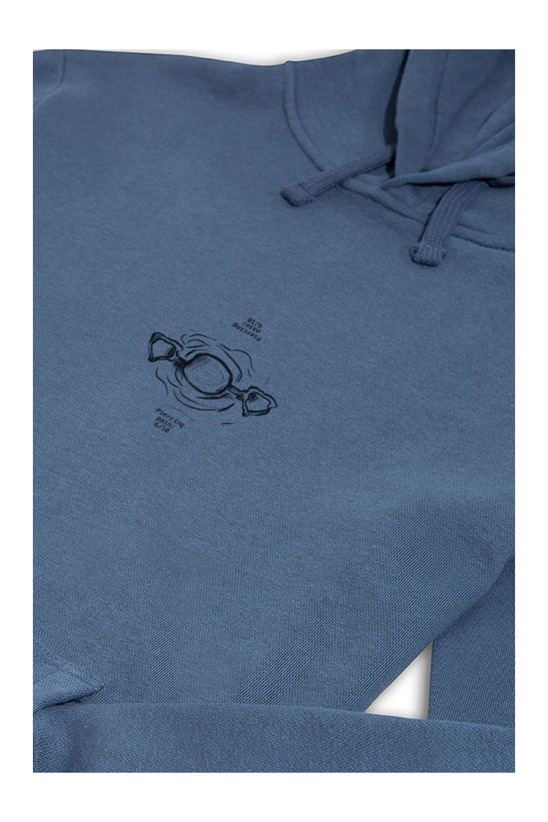 Navy Premium Cotton Nipple Piercing Design Pullover Hoodie