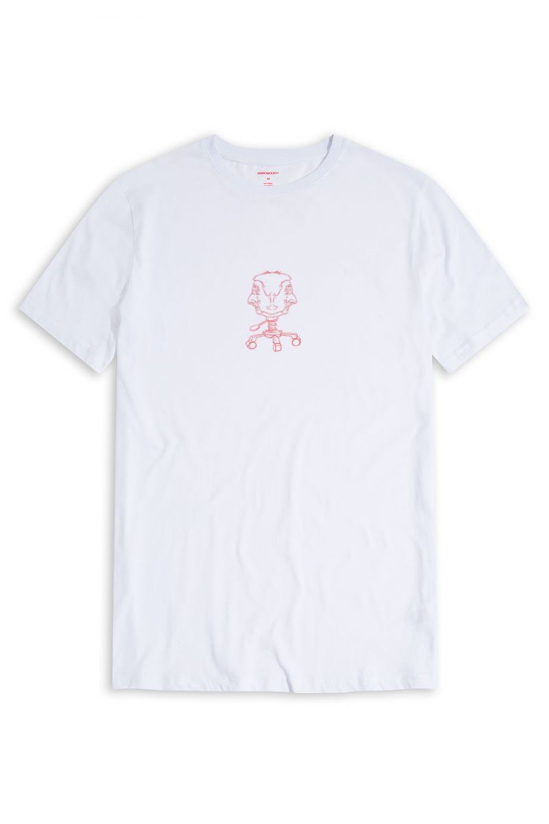 White Soft Fabric Office Chair Design Short Sleeve Tee