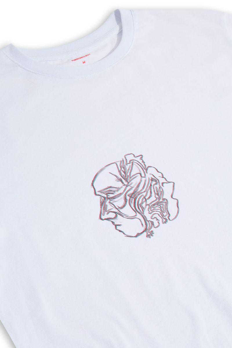 White Soft Fabric Self-portrait Design Short Sleeve Tee