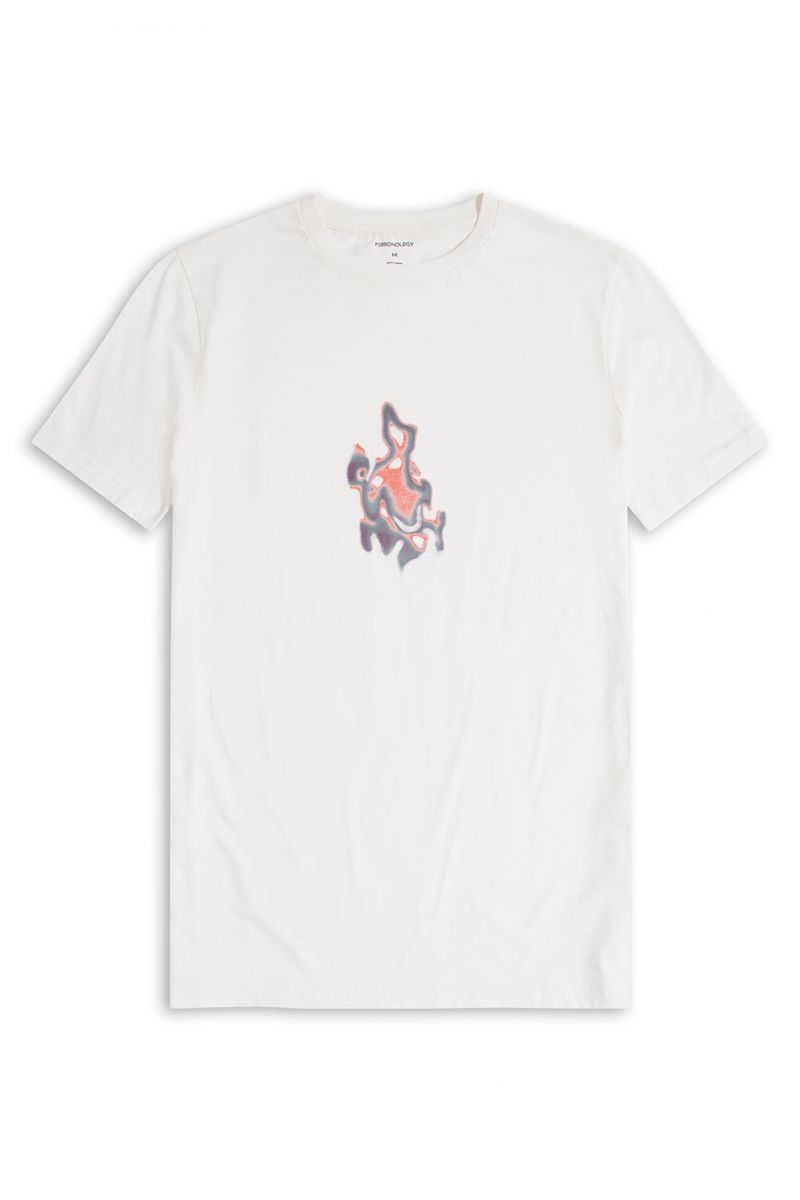 Off White Soft Fabric Material Design Short Sleeve Tee