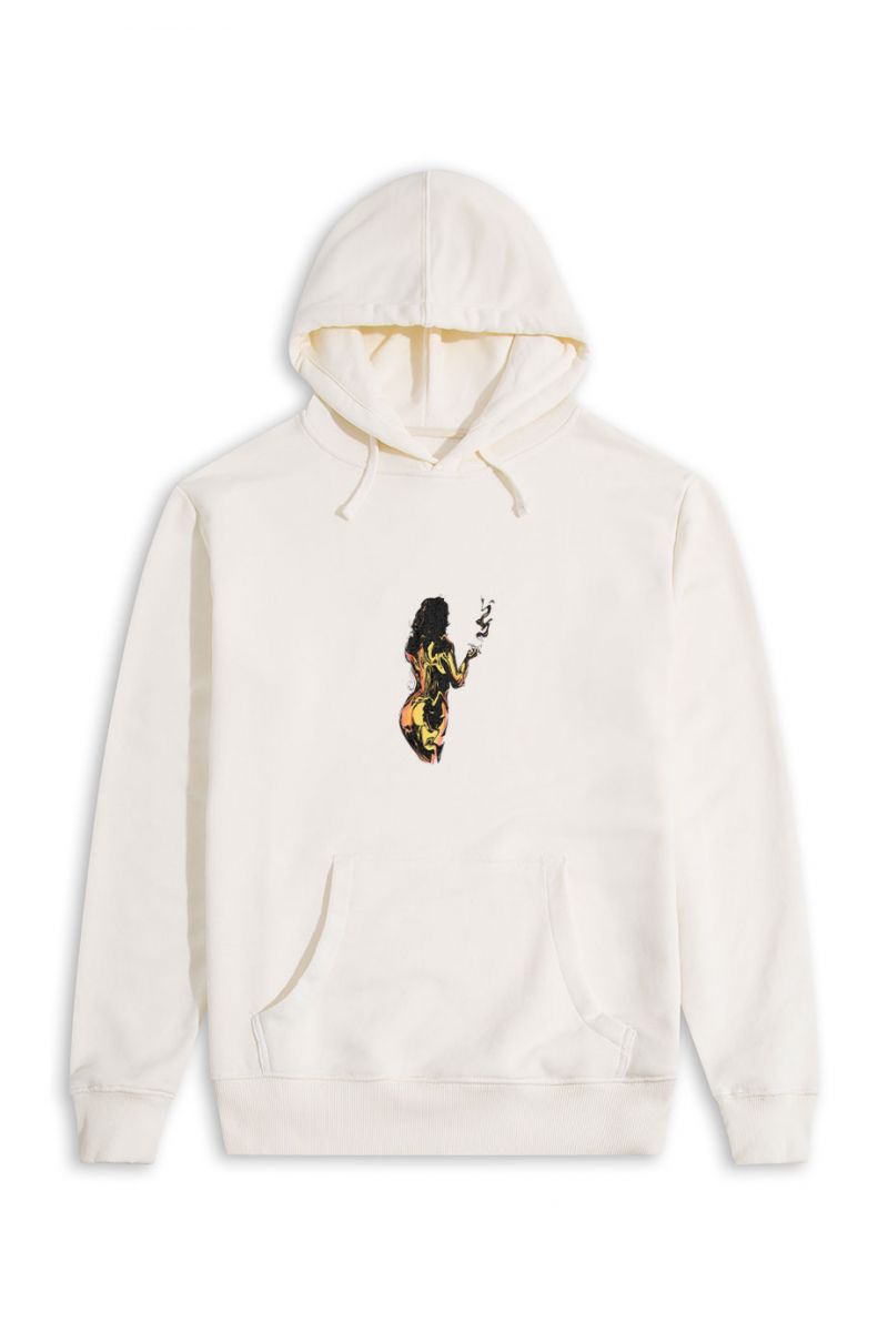 Ecru Premium Cotton Captivating Soul Design Pullover Hoodie
