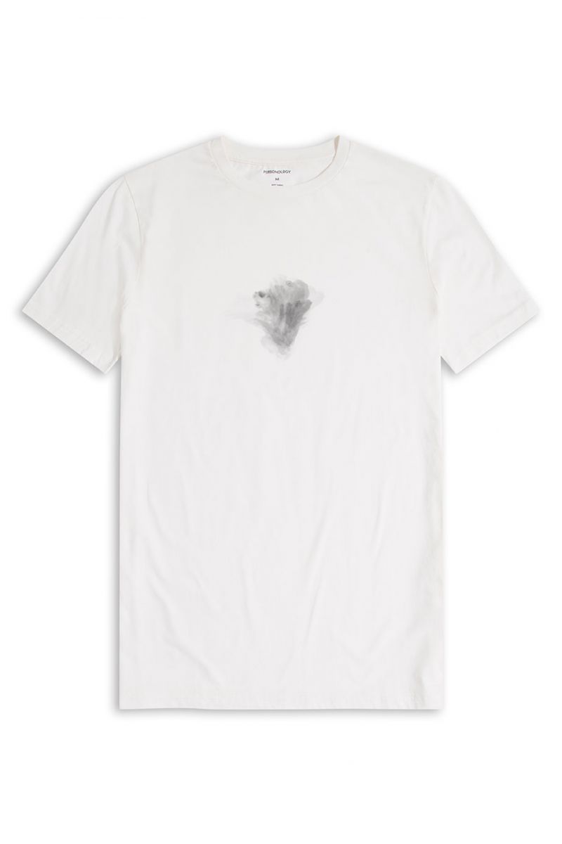 Off White Soft Fabric Ghosts Design Short Sleeve Tee