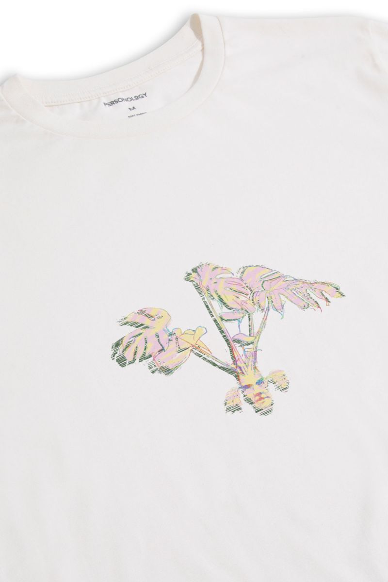 Off White Soft Fabric Human Seed Design Short Sleeve Tee