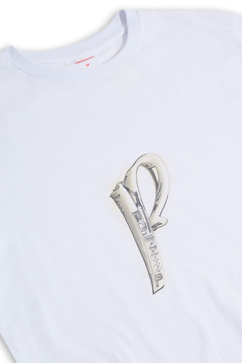 White Soft Fabric P design Design Short Sleeve Tee