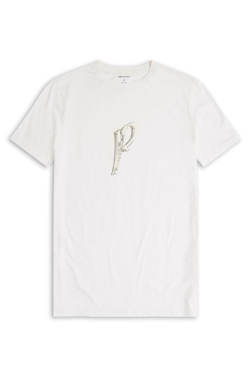 Off White Soft Fabric P design Design Short Sleeve Tee