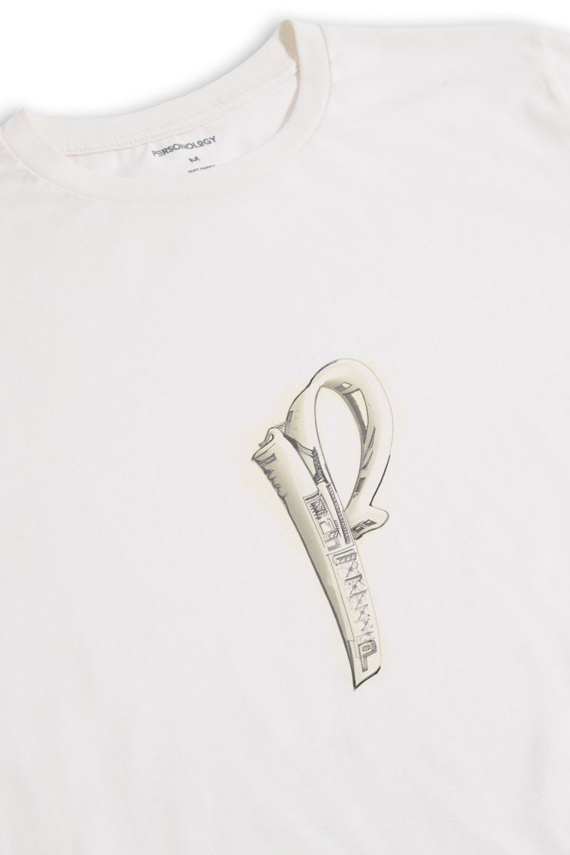 Off White Soft Fabric P design Design Short Sleeve Tee