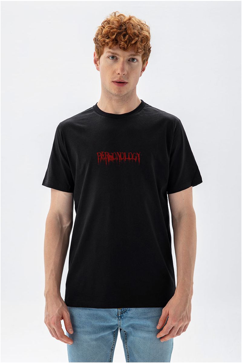Black Soft Fabric Personology Design Short Sleeve Tee