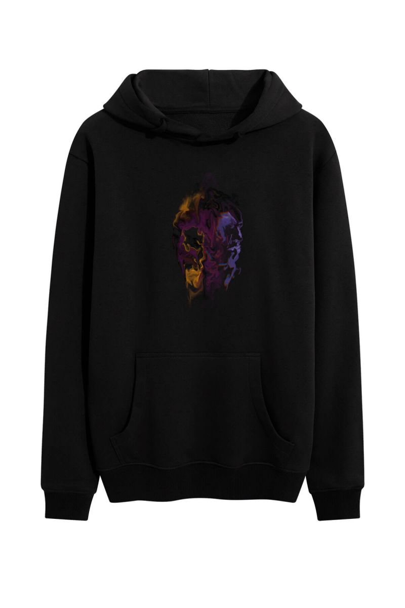 Black Premium Cotton Spirits Design Pullover Hoodie