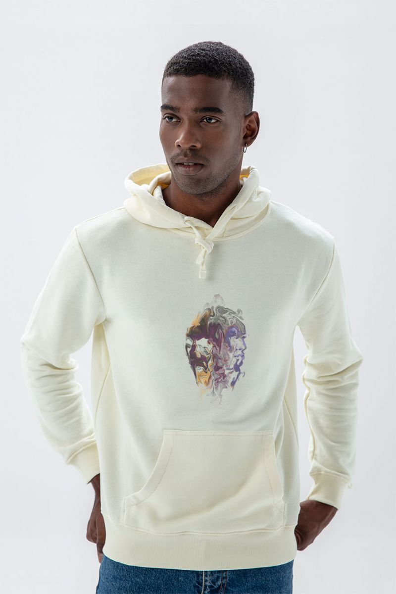 Ecru Premium Cotton Spirits Design Pullover Hoodie