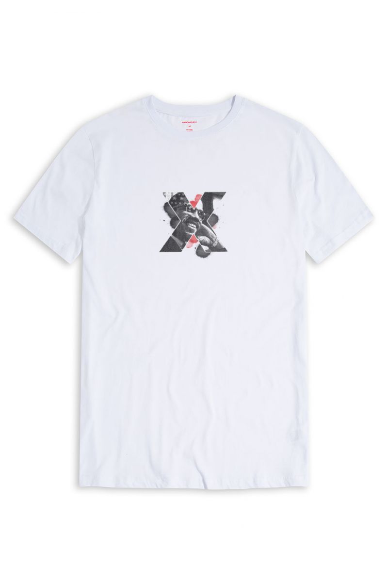 White Soft Fabric Malcom X Design Short Sleeve Tee