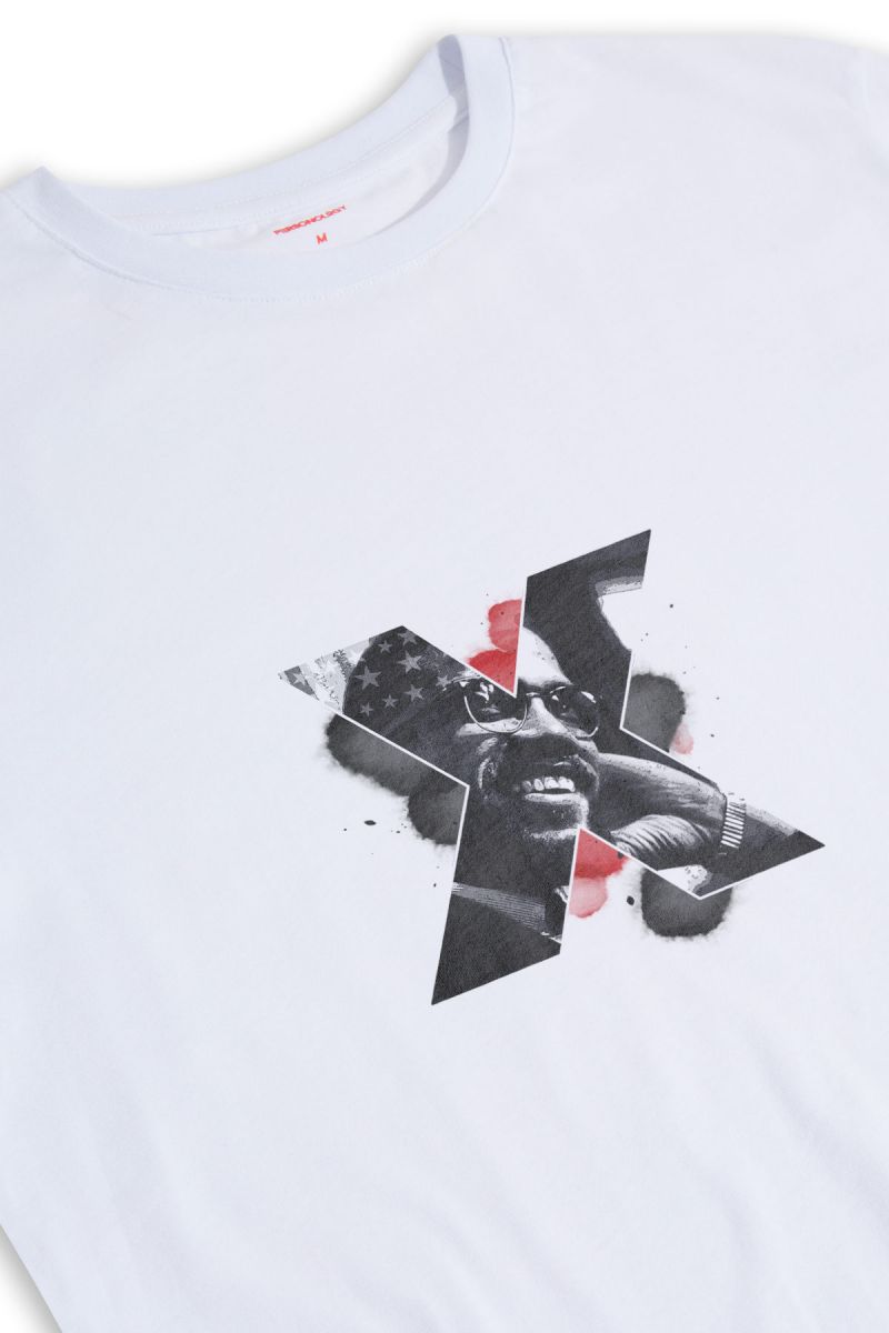 White Soft Fabric Malcom X Design Short Sleeve Tee