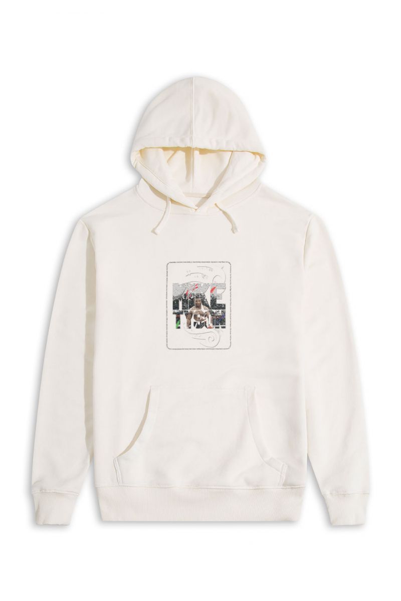 Ecru Premium Cotton Mike Tyson Design Pullover Hoodie
