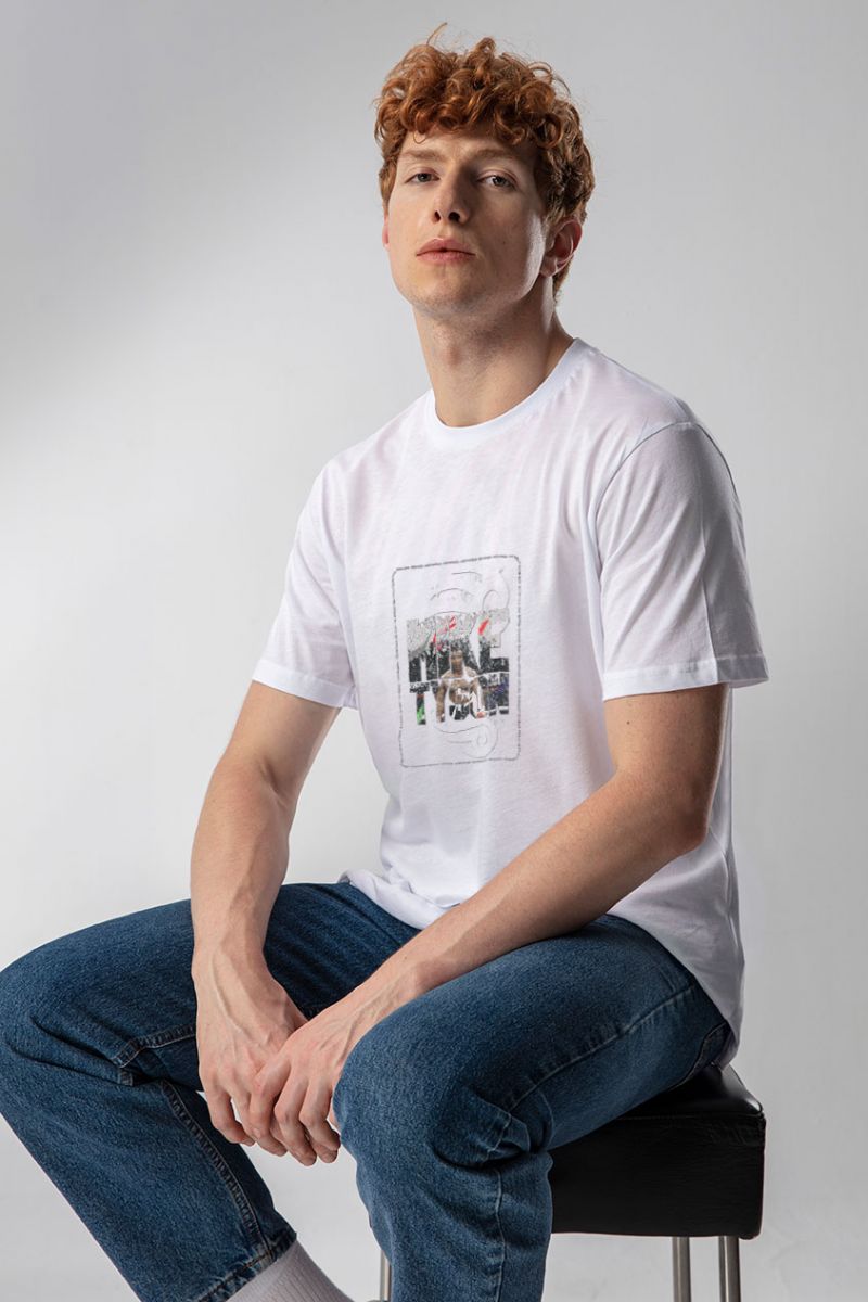 White Soft Fabric Mike Tyson Design Short Sleeve Tee