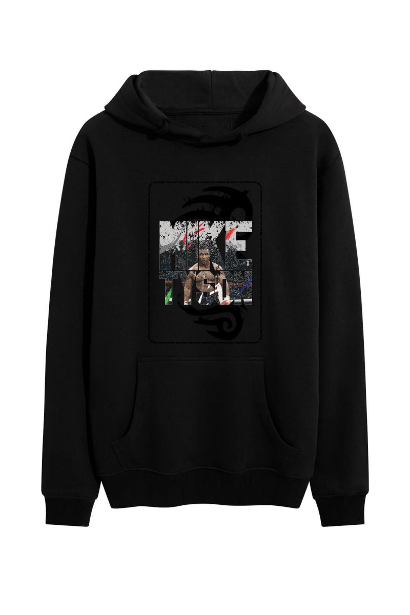 Black Premium Cotton Mike Tyson Design Pullover Hoodie