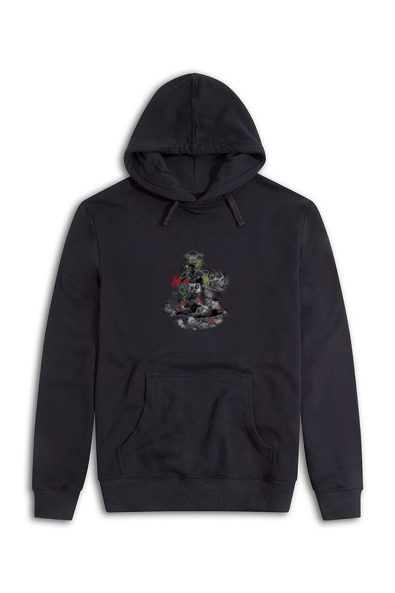 Black Premium Cotton Muhammed Ali Design Pullover Hoodie