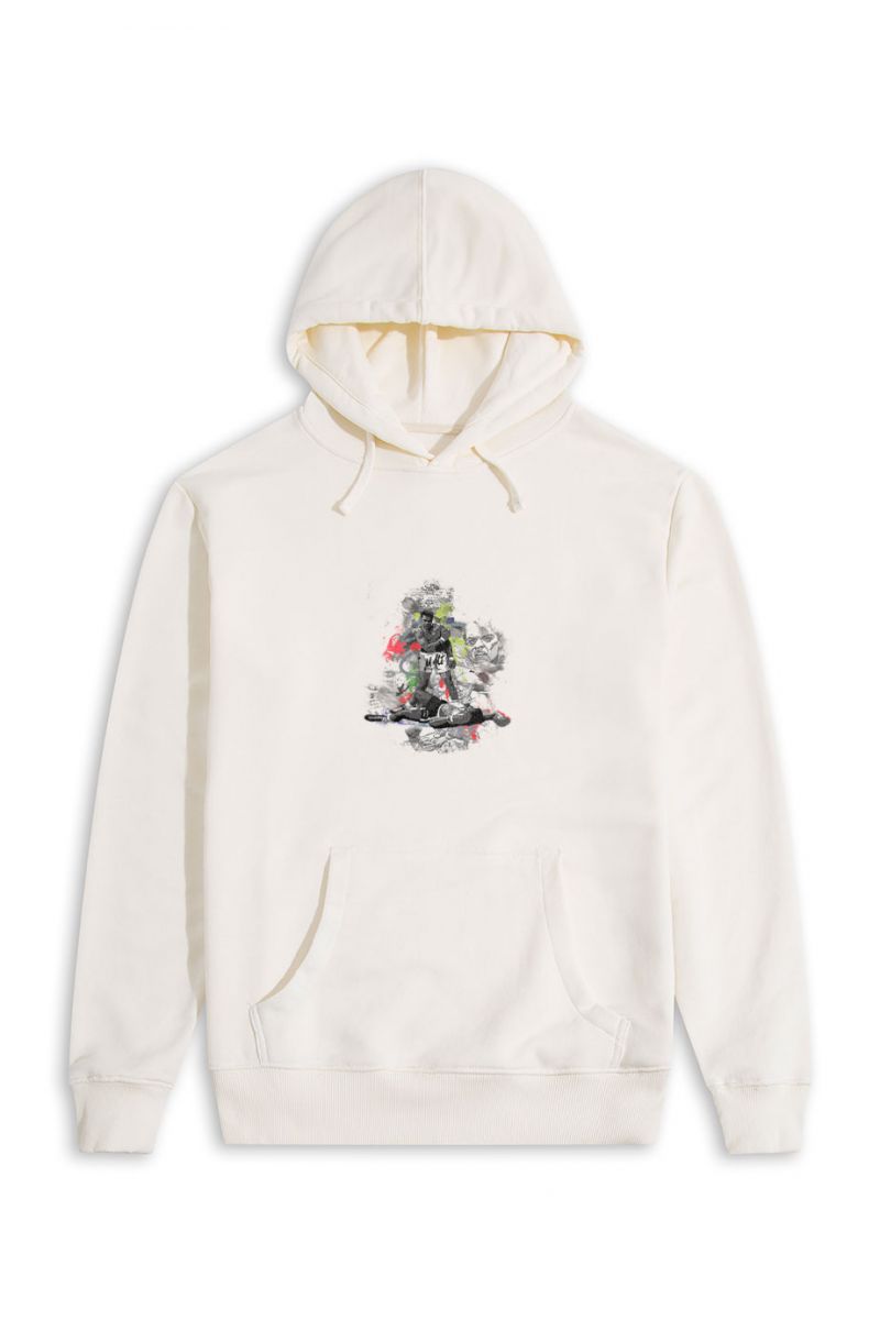 Ecru Premium Cotton Muhammed Ali Design Pullover Hoodie