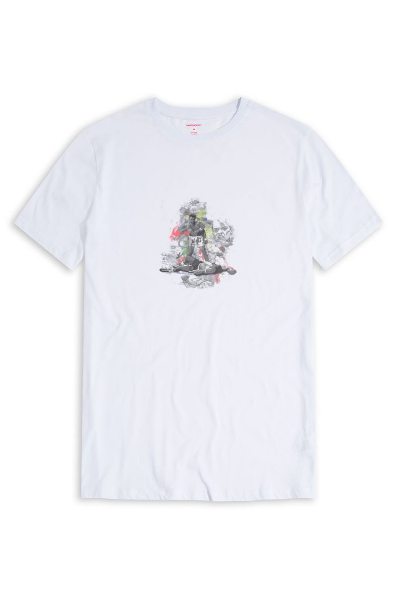 White Soft Fabric Muhammed Ali Design Short Sleeve Tee