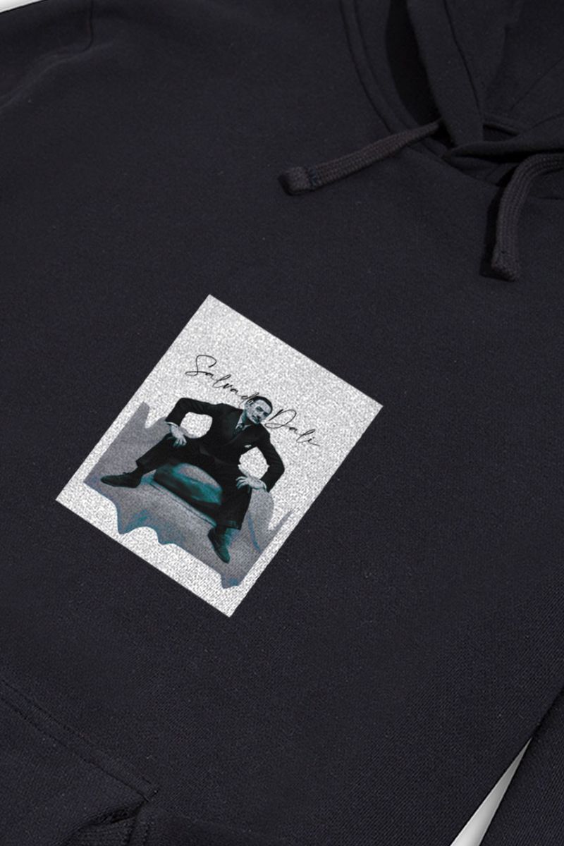 Black Premium Cotton Salvador Dali Design Pullover Hoodie