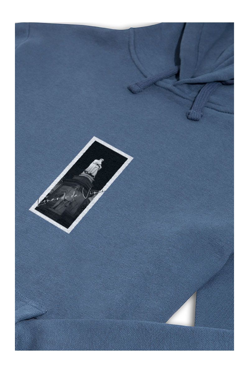 Navy Premium Cotton Leonardo Davinci Design Pullover Hoodie