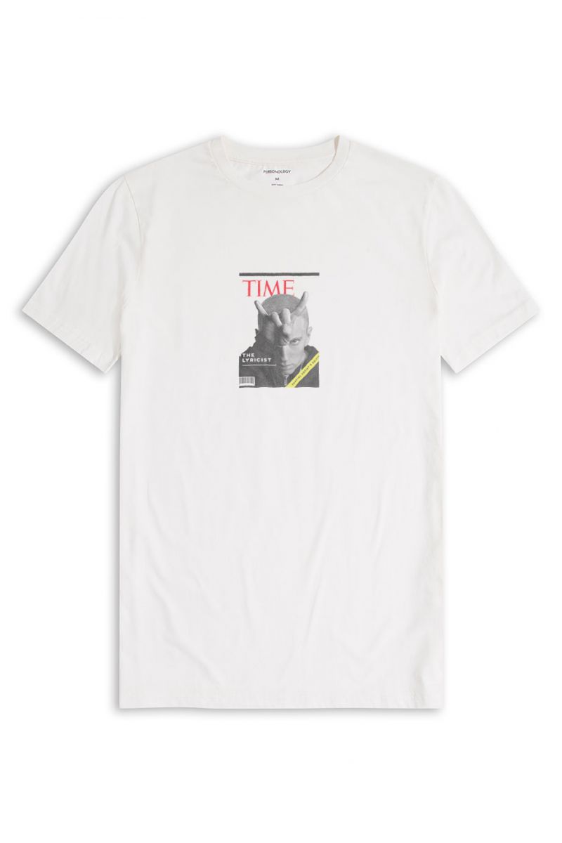 Off White Soft Fabric The Lyricist Design Short Sleeve Tee