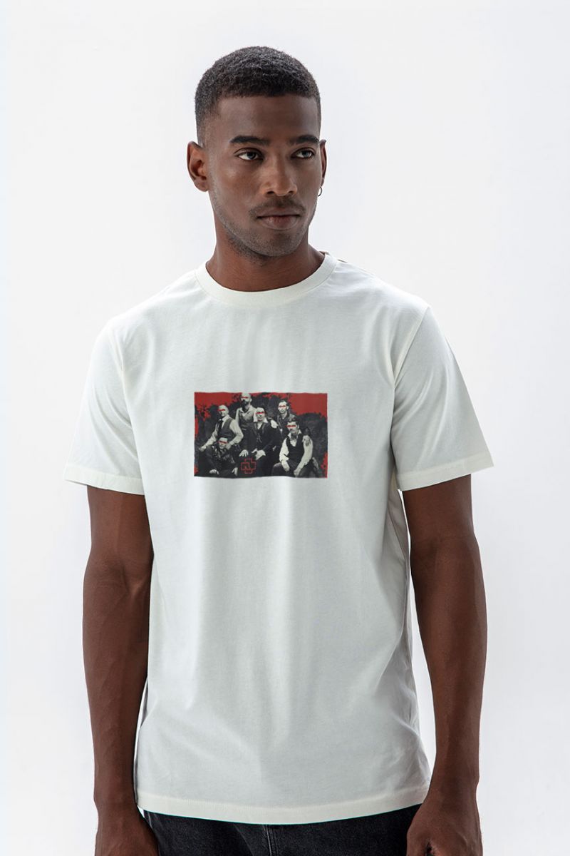 Off White Soft Fabric Zensieren Design Short Sleeve Tee