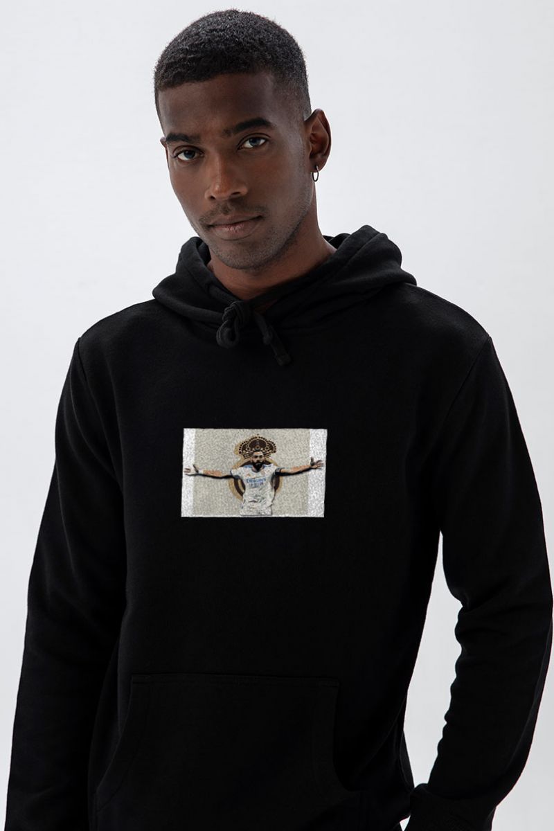 Black Premium Cotton Benzema Design Pullover Hoodie