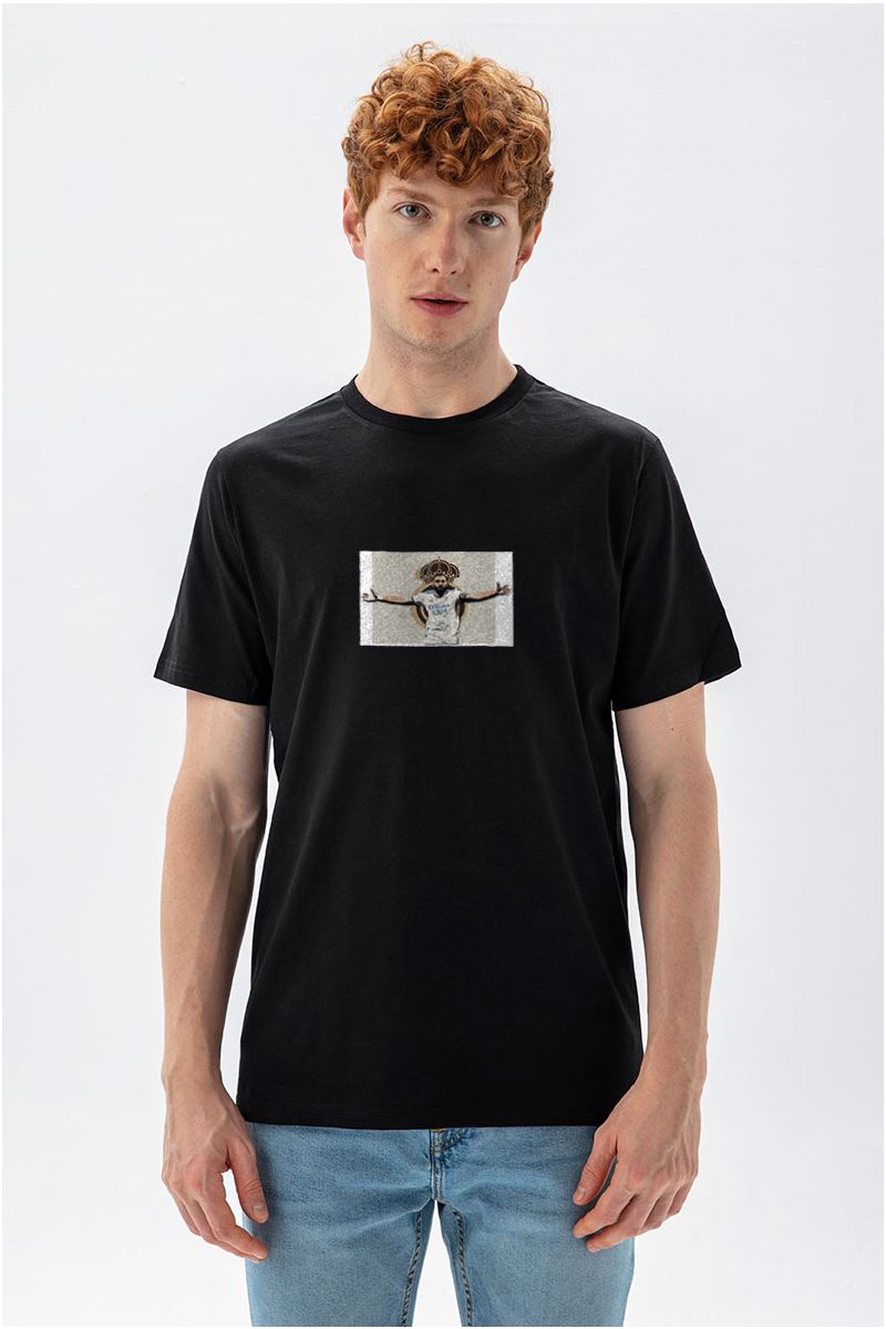 Black Soft Fabric Benzema Design Short Sleeve Tee