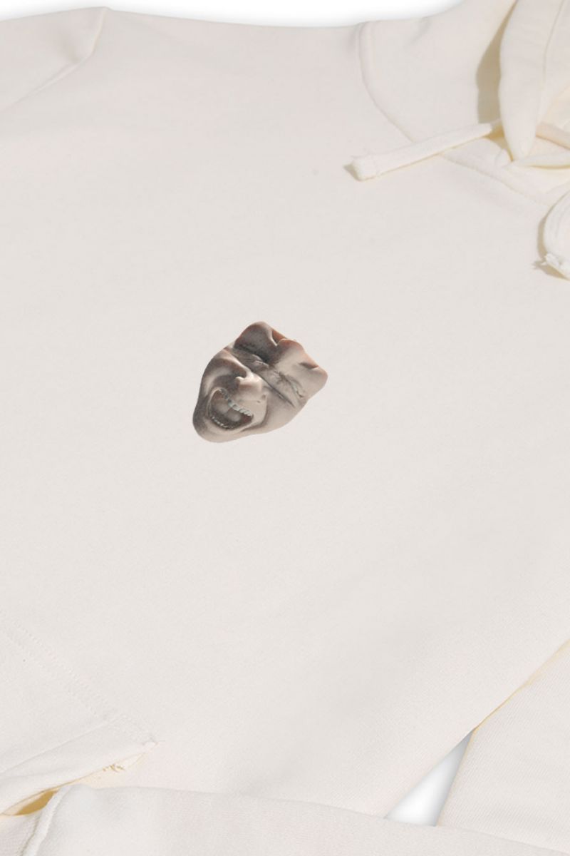 Ecru Premium Cotton Scream Design Pullover Hoodie
