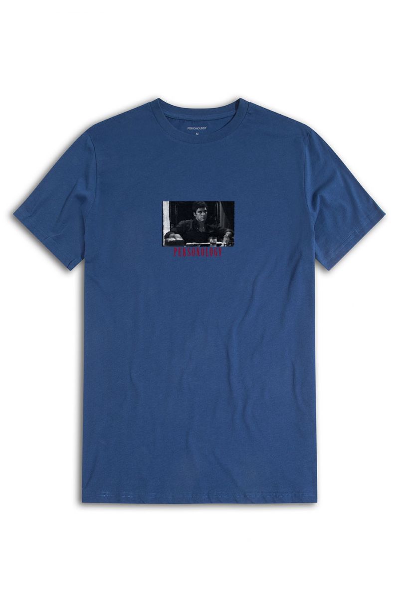 Navy Soft Fabric Tony Montana Design Short Sleeve Tee