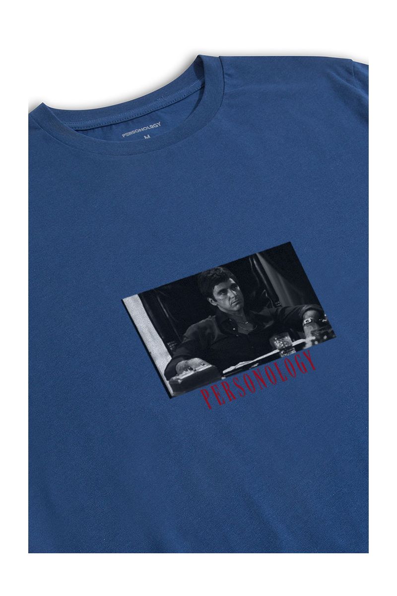 Navy Soft Fabric Tony Montana Design Short Sleeve Tee