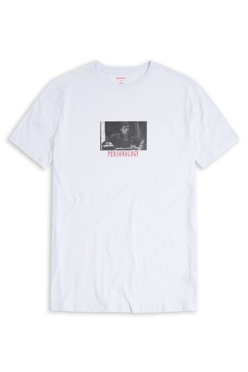 White Soft Fabric Tony Montana Design Short Sleeve Tee
