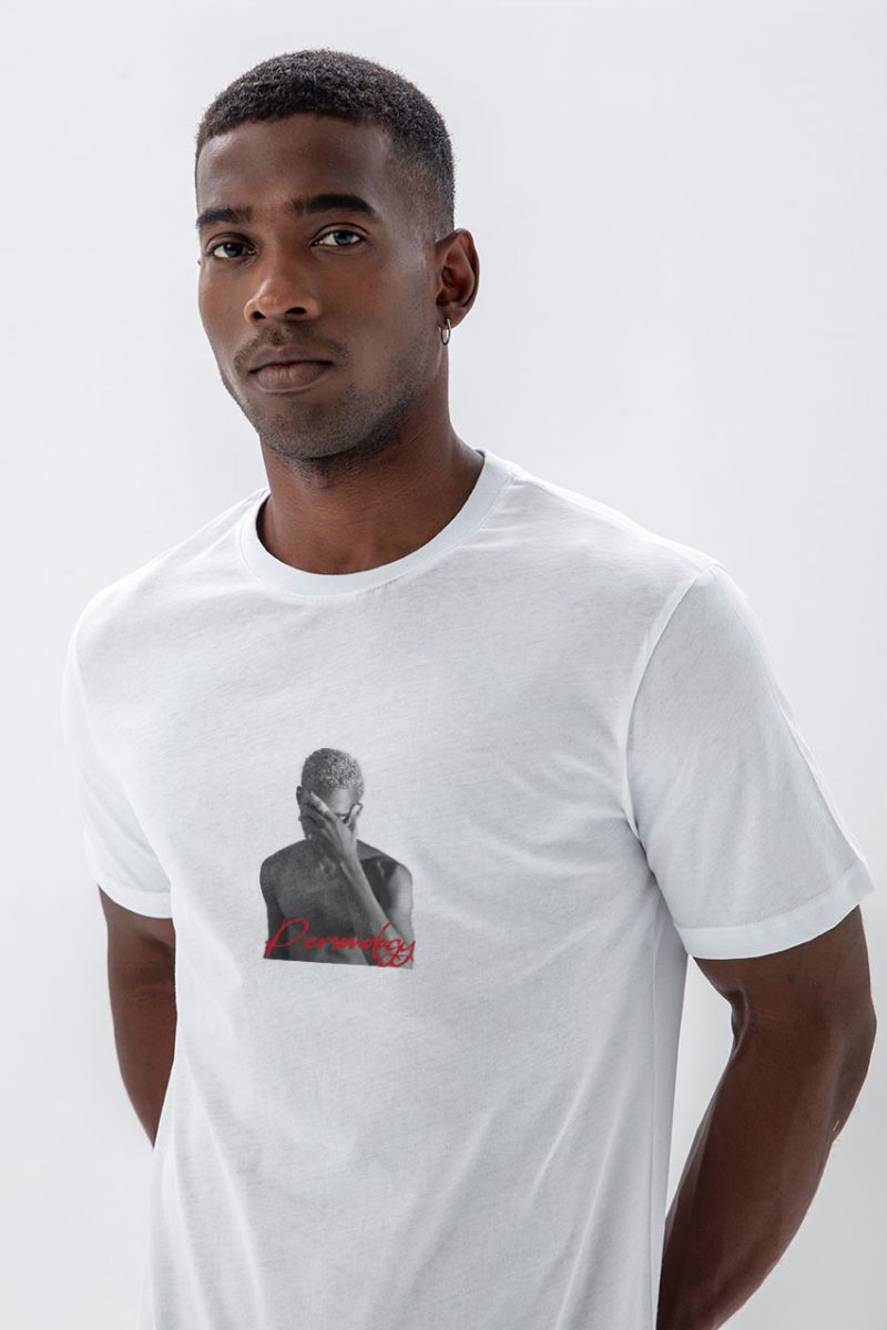 White Soft Fabric Sad Design Short Sleeve Tee