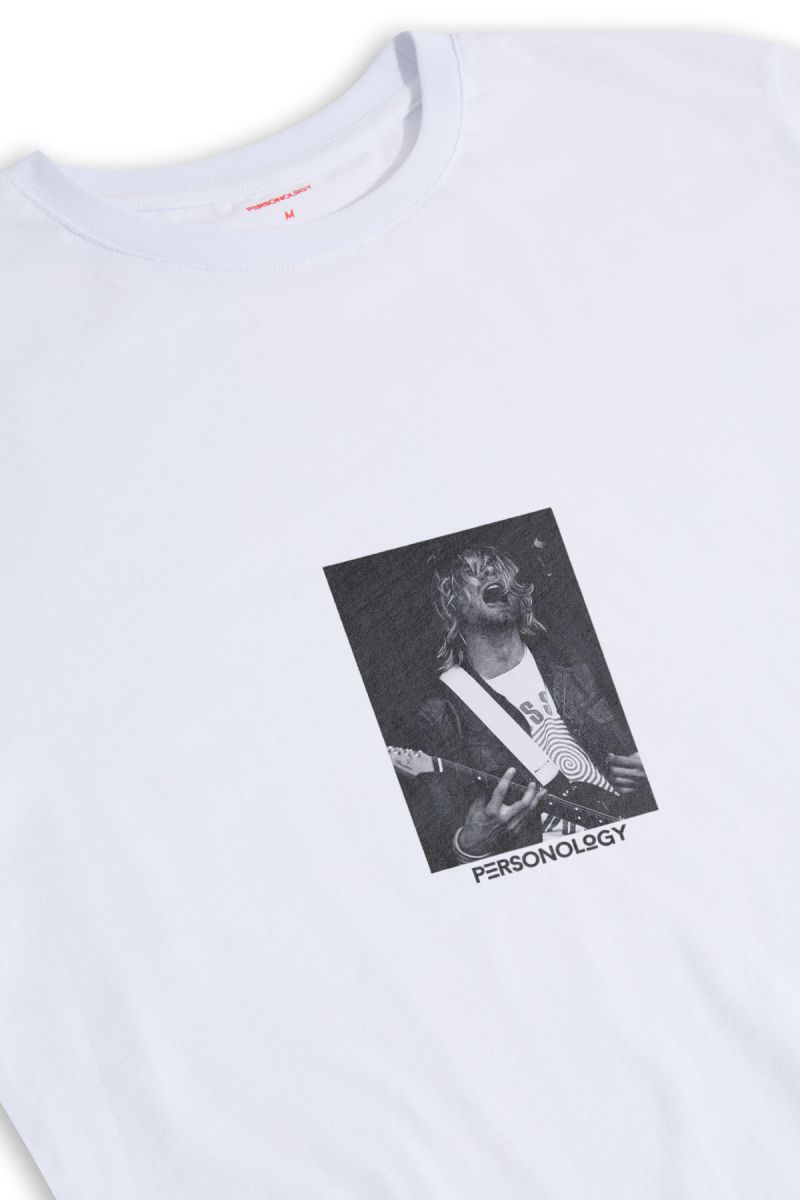 White Soft Fabric Kurt Cobain Design Short Sleeve Tee
