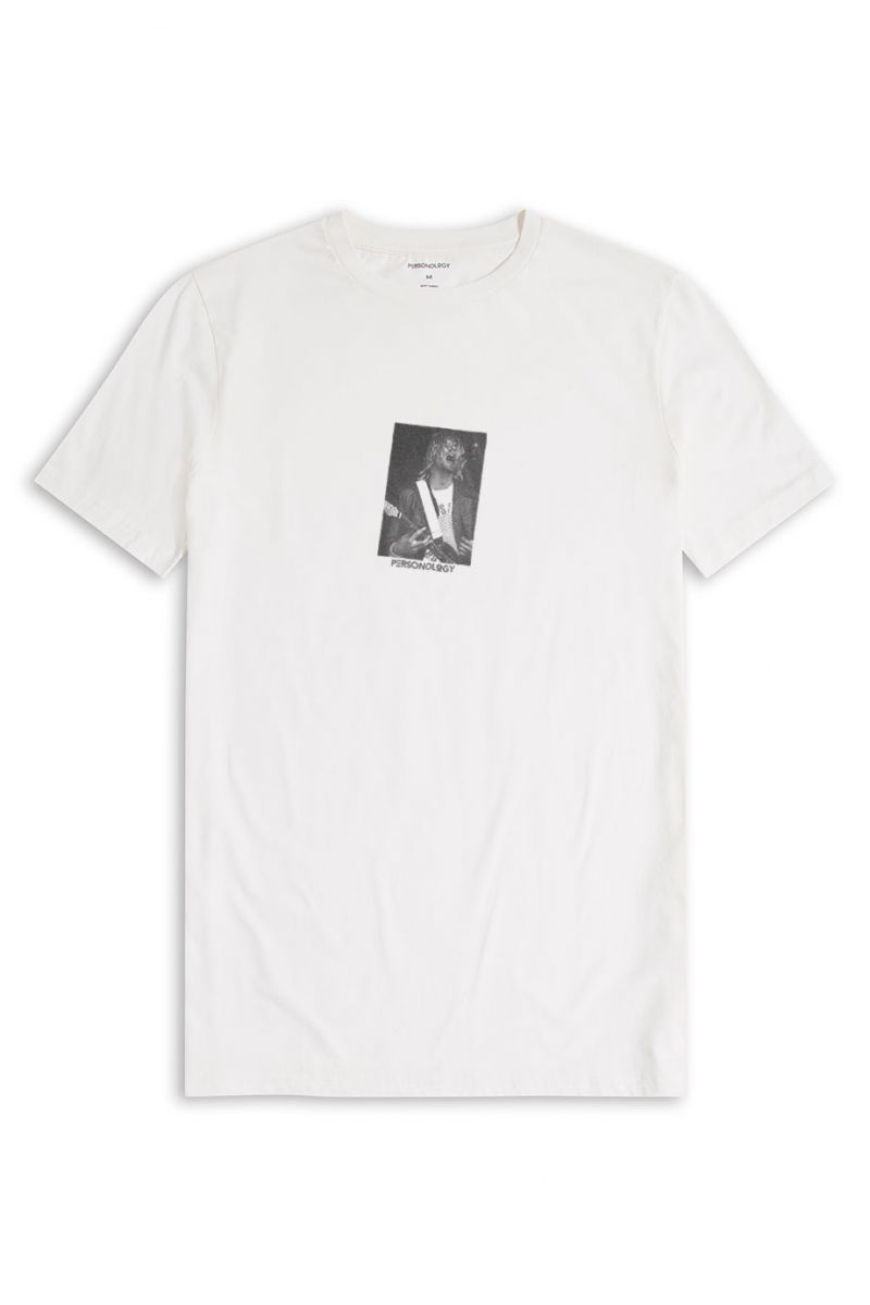 Off White Soft Fabric Kurt Cobain Design Short Sleeve Tee