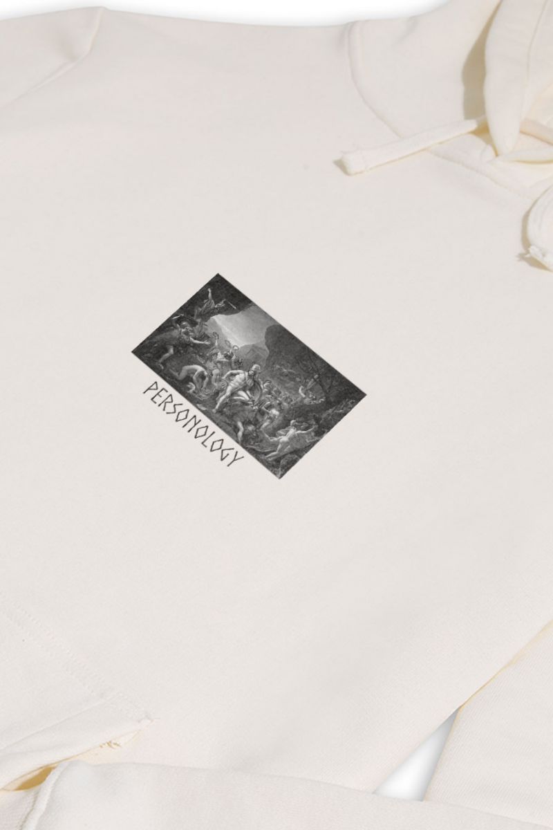 Ecru Premium Cotton Leonidas Design Pullover Hoodie