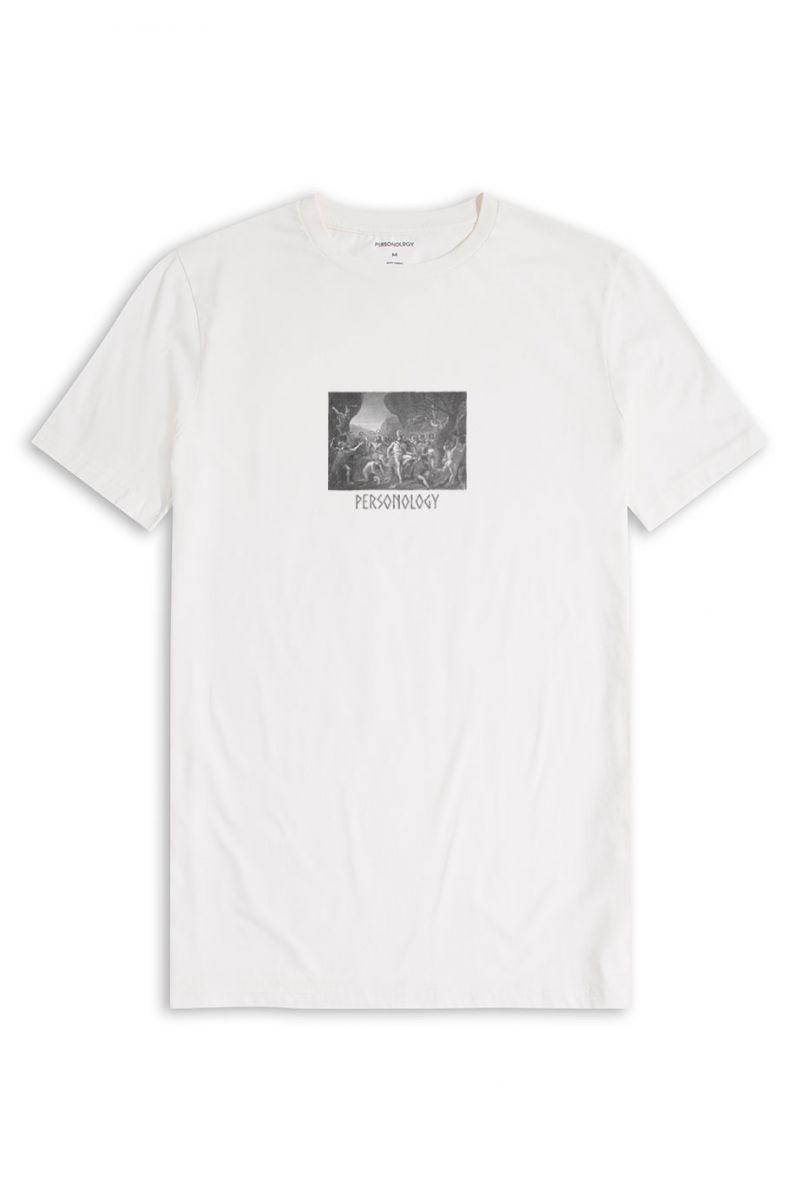 Off White Soft Fabric Leonidas Design Short Sleeve Tee