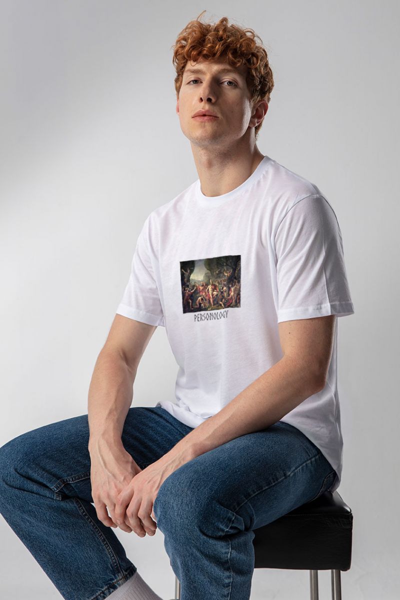 White Soft Fabric Leonidas Design Short Sleeve Tee