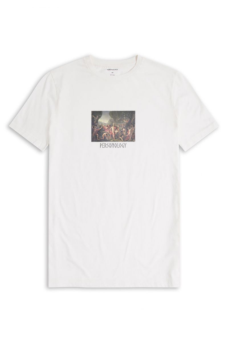 Off White Soft Fabric Leonidas Design Short Sleeve Tee