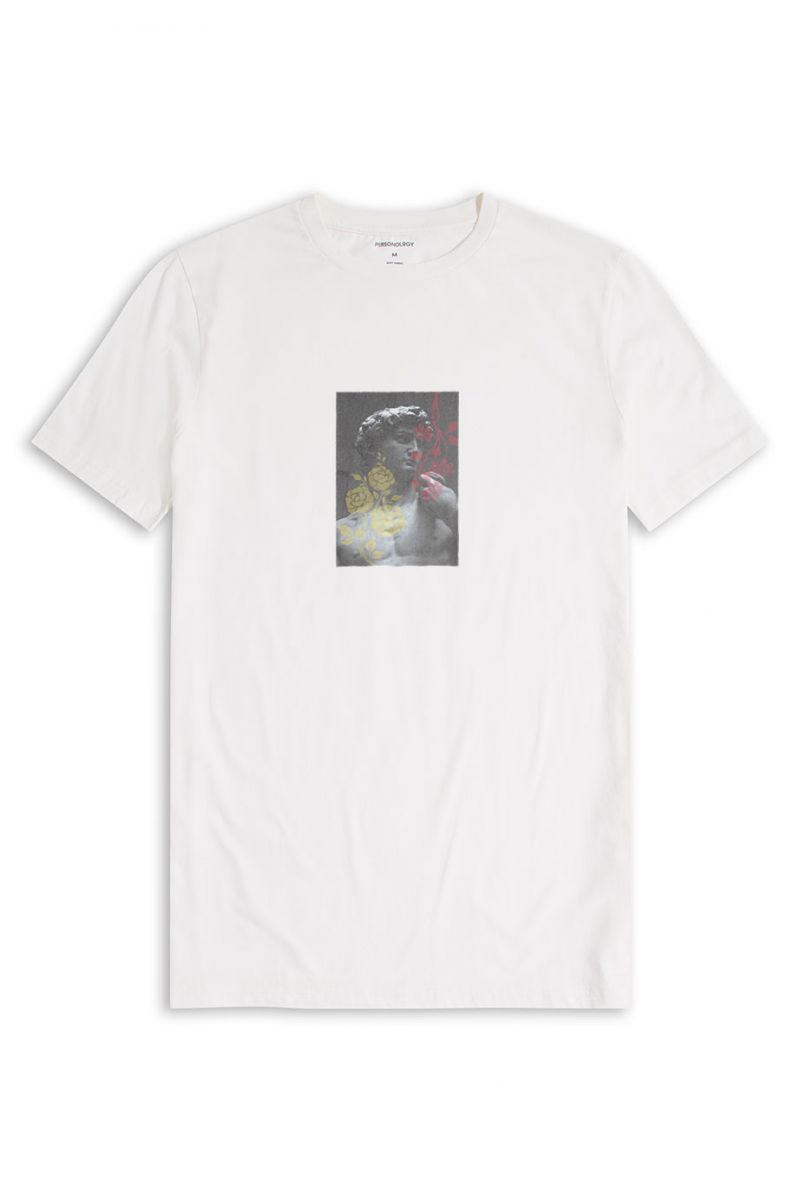 Off White Soft Fabric David Design Short Sleeve Tee