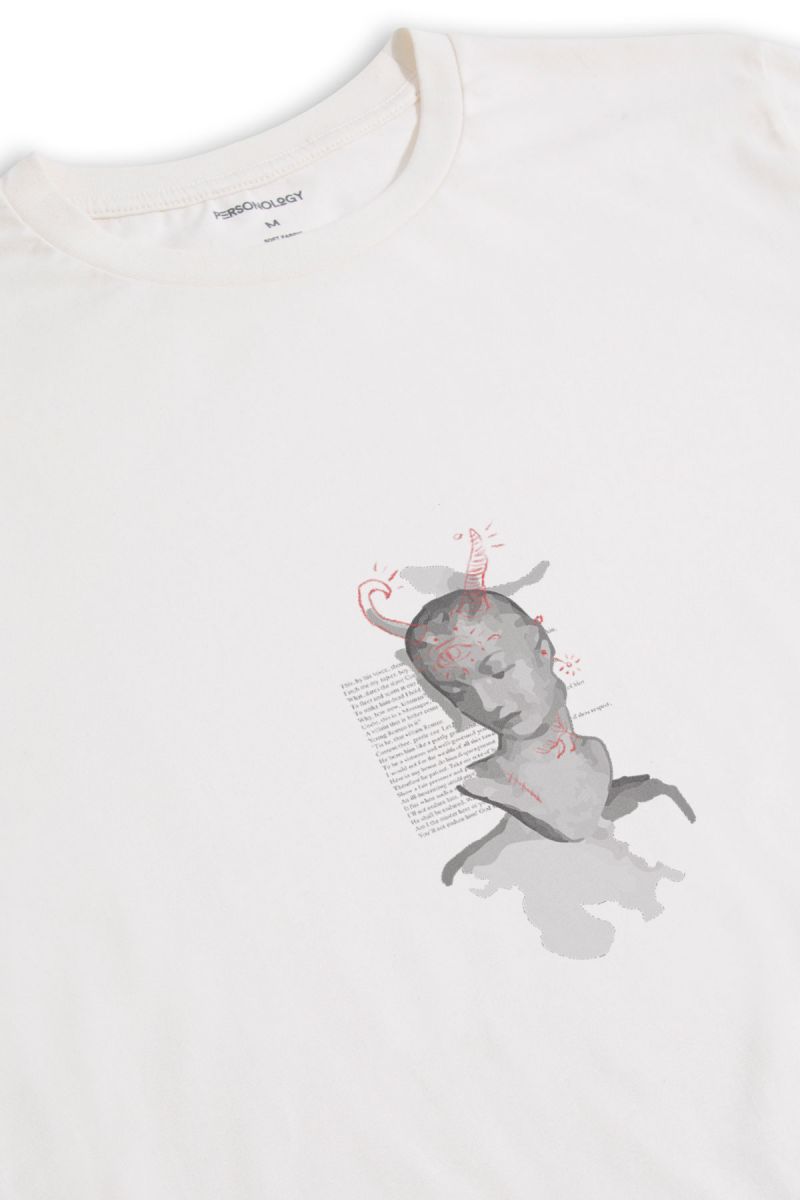 Off White Soft Fabric Julietta Design Short Sleeve Tee