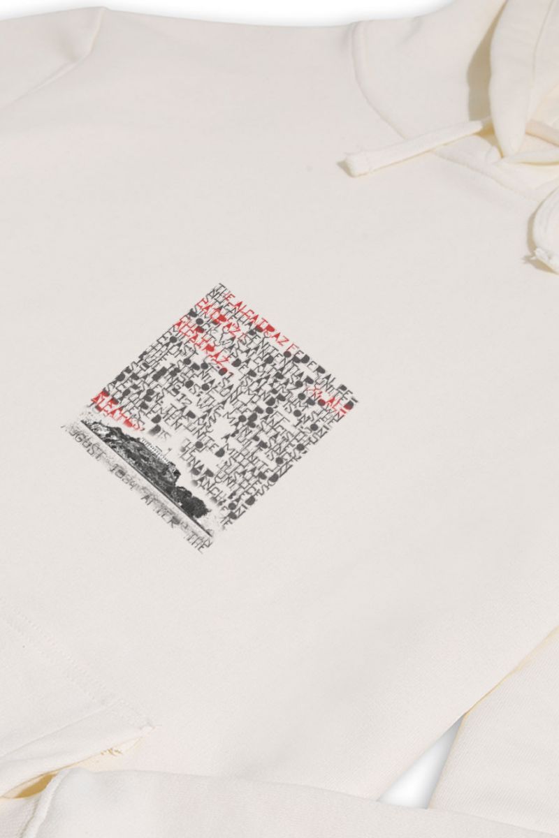 Ecru Premium Cotton Alcatraz Design Pullover Hoodie