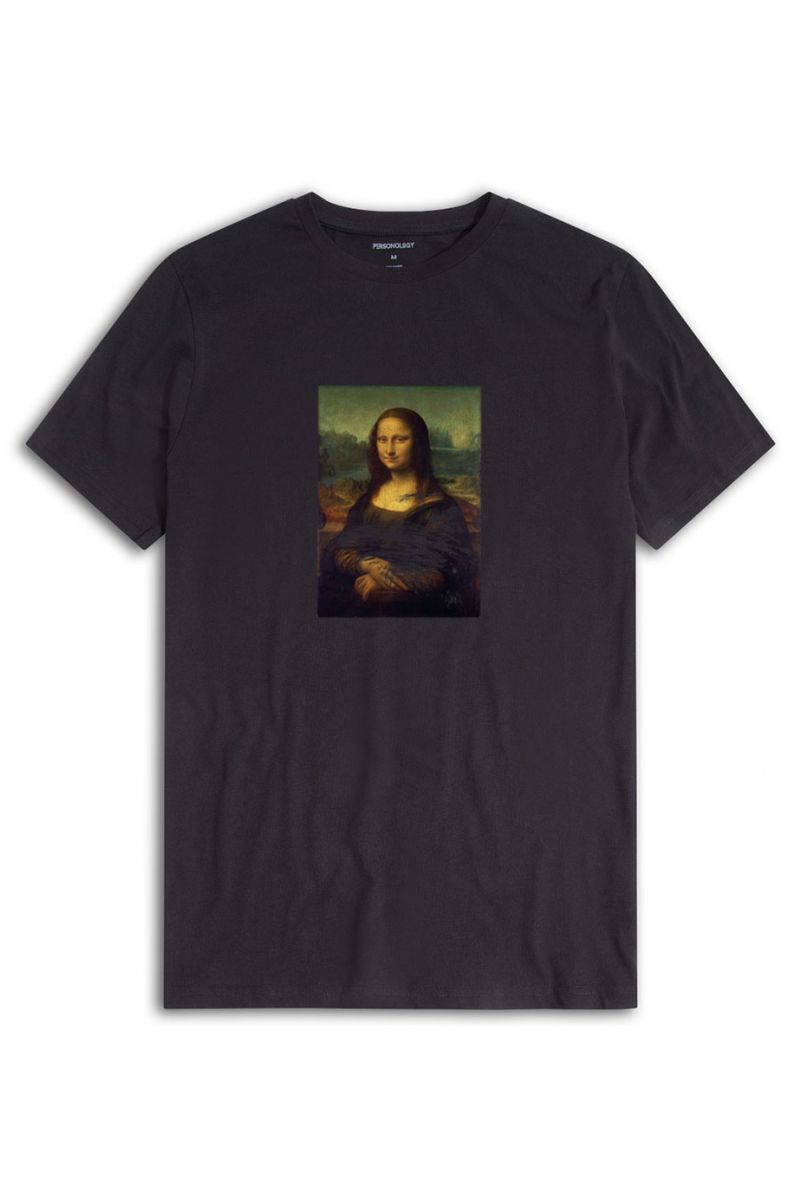 Black Soft Fabric Dirty Lisa Design Short Sleeve Tee