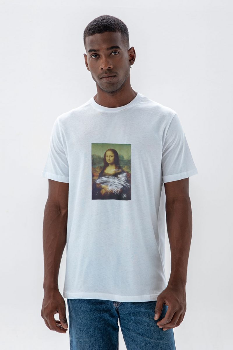 White Soft Fabric Dirty Lisa Design Short Sleeve Tee