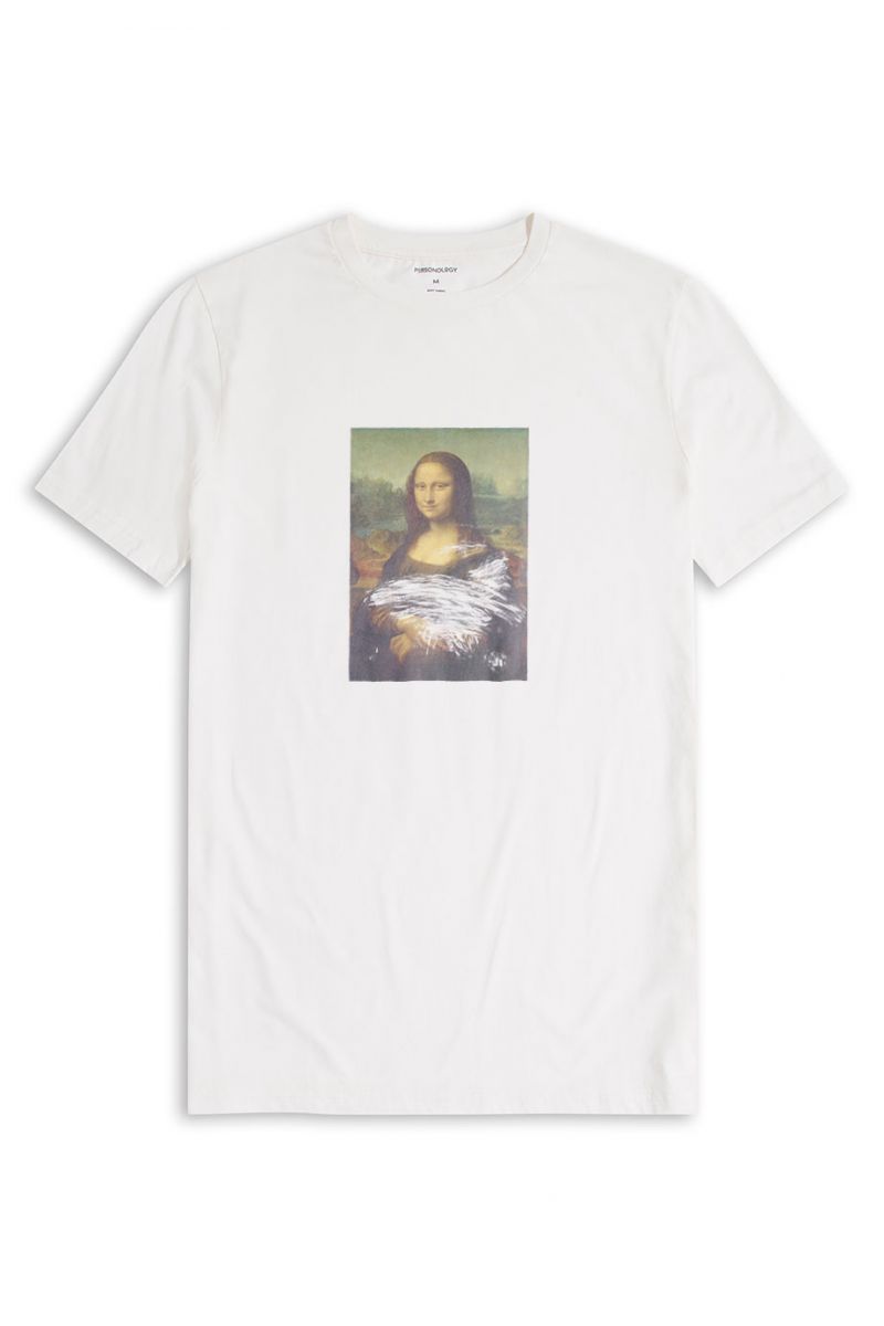 Off White Soft Fabric Dirty Lisa Design Short Sleeve Tee