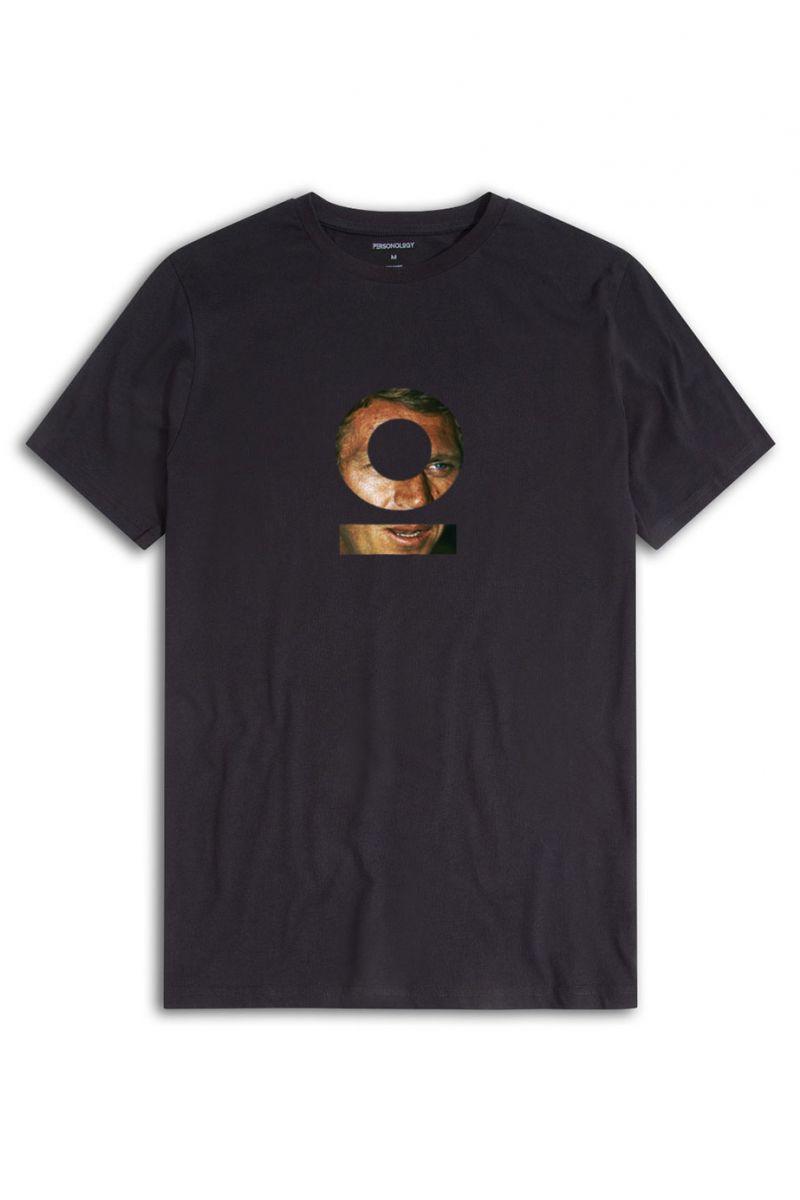 Black Soft Fabric Steve Tee Design Short Sleeve Tee